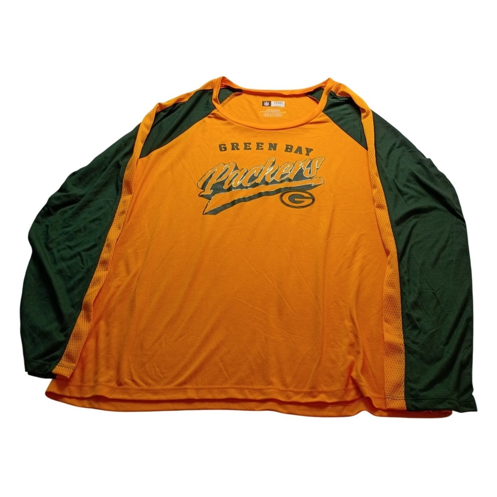NFL Team Apparel Green Bay Packers Women's Shirt Raglan Gold Green XXL 2XL NFL